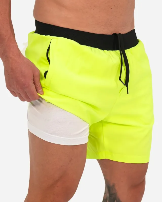 Hybrid Active Shorts - Fluro Green sold by Tucann