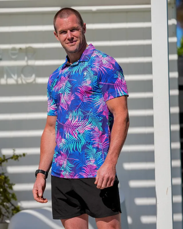 Pink and Blue Palms Polo sold by Tucann