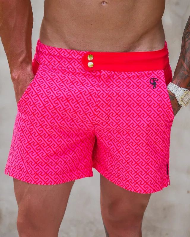 Luxe Swim Trunks - Red - 5" sold by Tucann