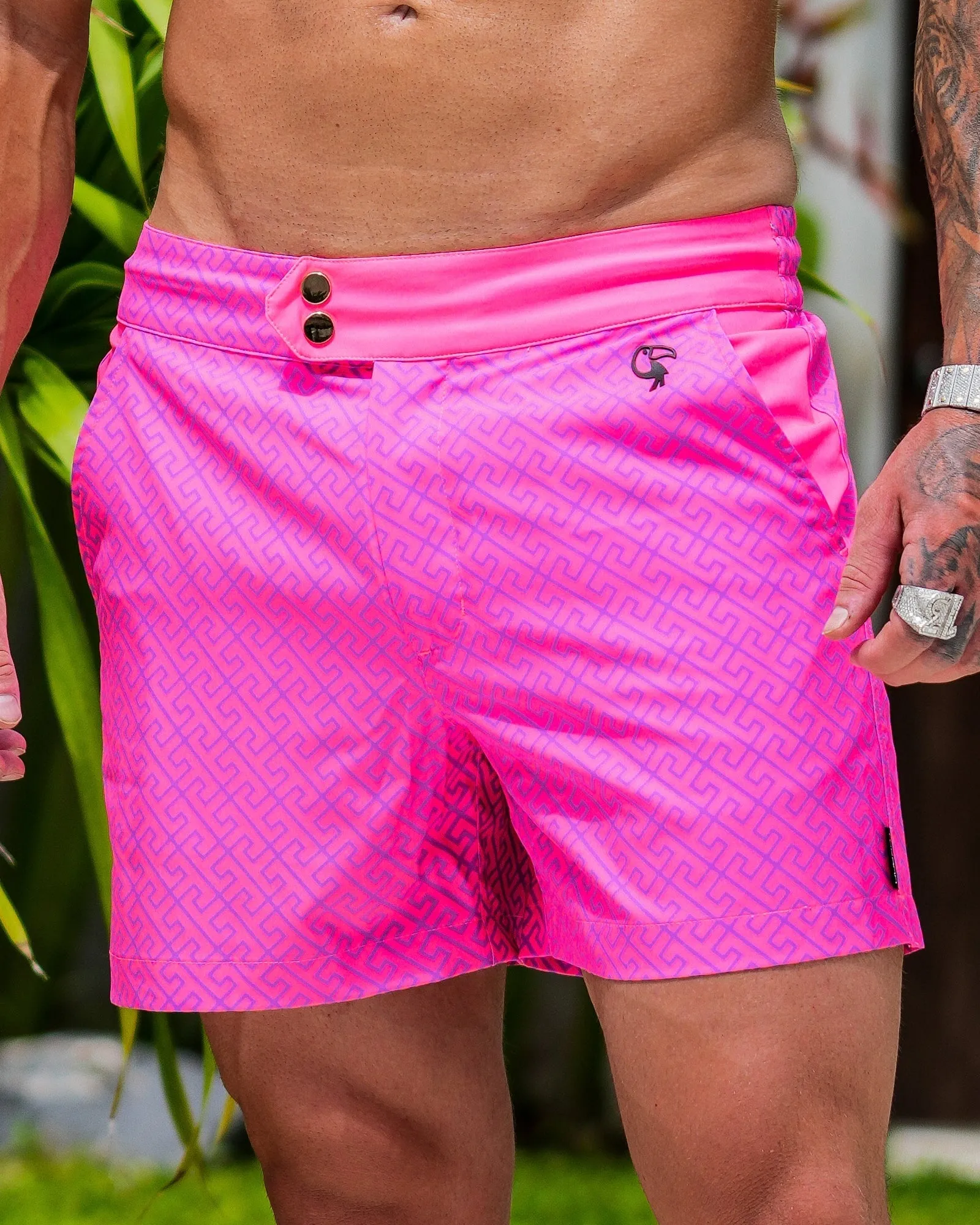 Luxe Swim Trunks Magenta - 5" sold by Tucann