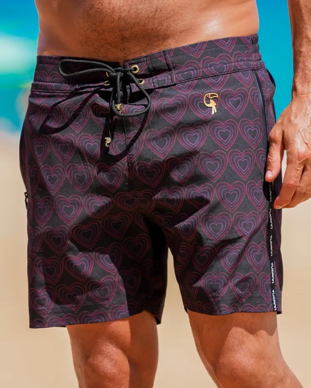 Lovestruck Swim Trunks - Noir - 5" made by Tucann