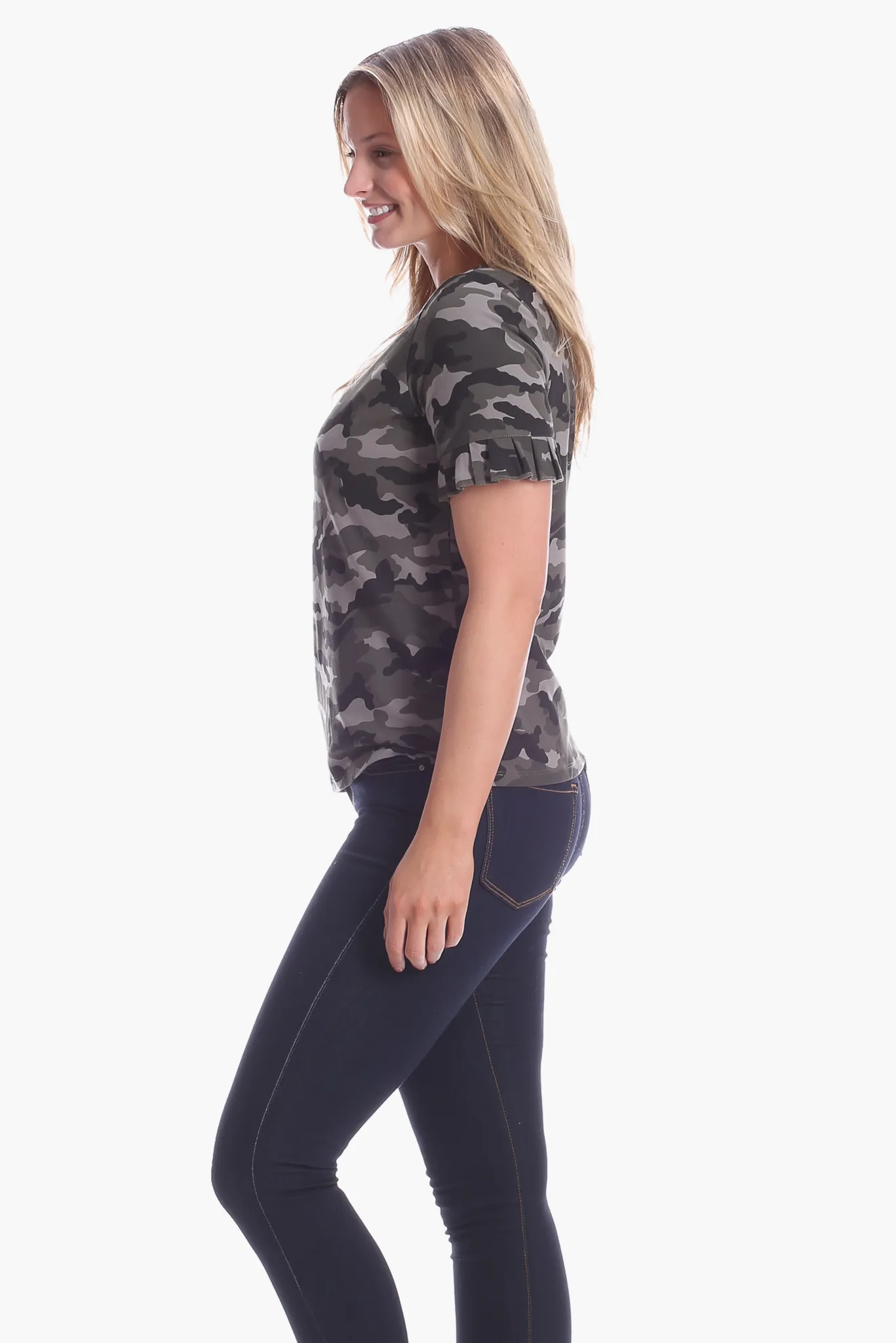 Rosie Ruffle Tee in Camo sold by Duffield Lane product image thumbnail 4