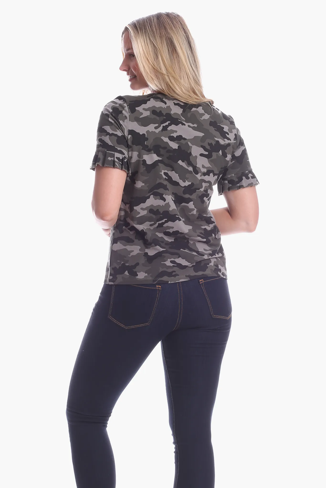 Rosie Ruffle Tee in Camo sold by Duffield Lane product image thumbnail 3