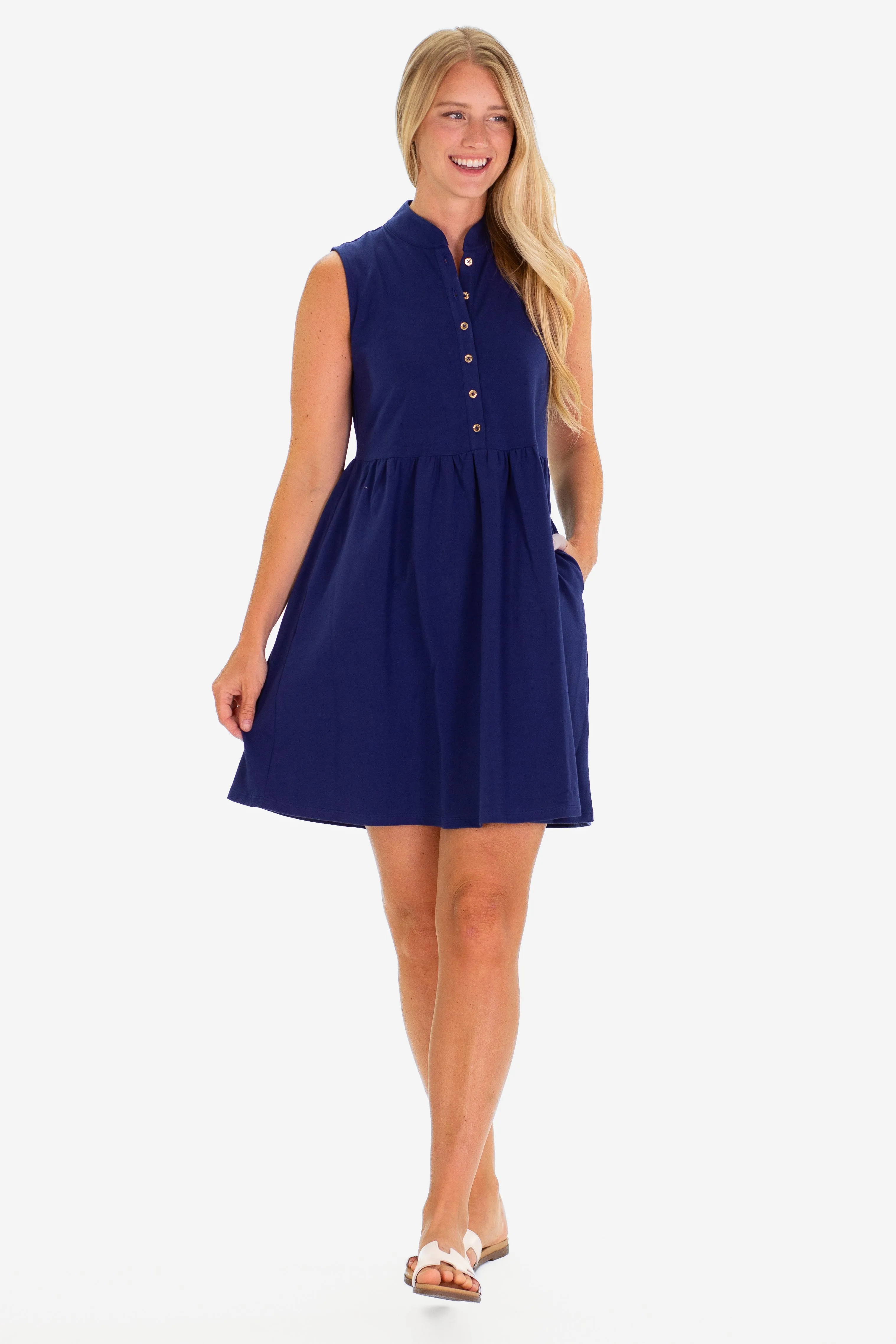 The Eileen Dress in Royal Navy sold by Duffield Lane