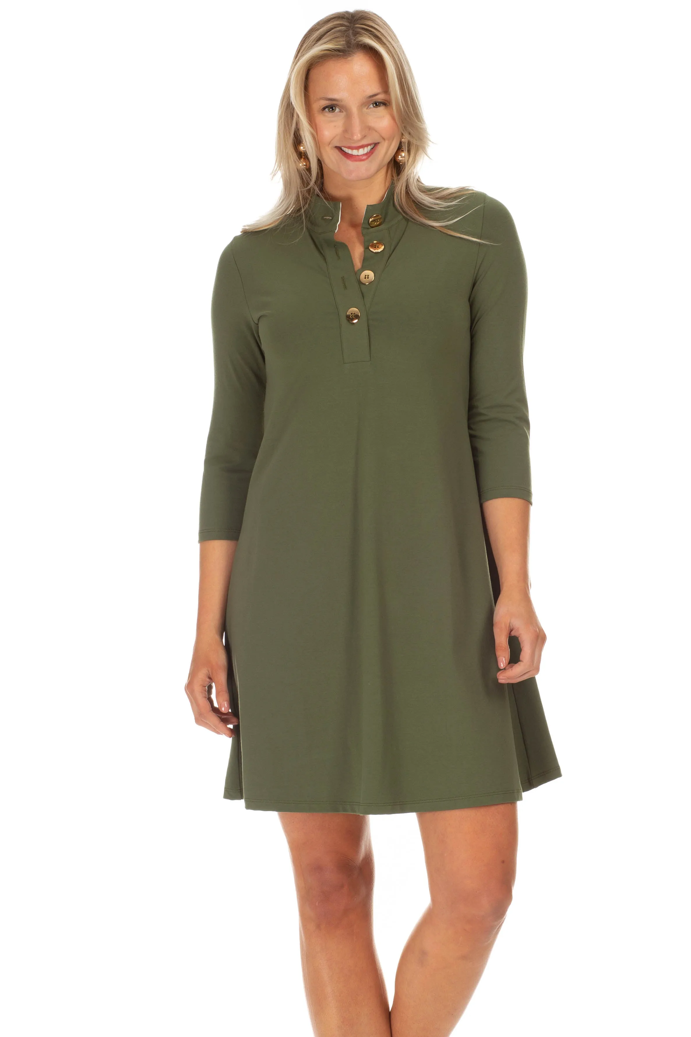 Kingsley Dress in Olive sold by Duffield Lane