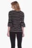 Rose Ruffle Sleeve Top in Black with Ivory Stripes sold by Duffield Lane