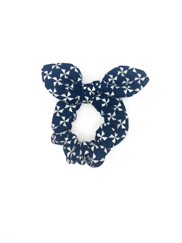 The Tay Bow Scrunchy - Navy Windmill sold by Duffield Lane