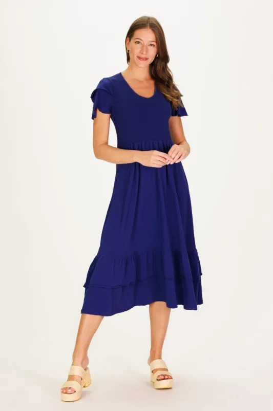 Mattie Dress in Royal Navy sold by Duffield Lane