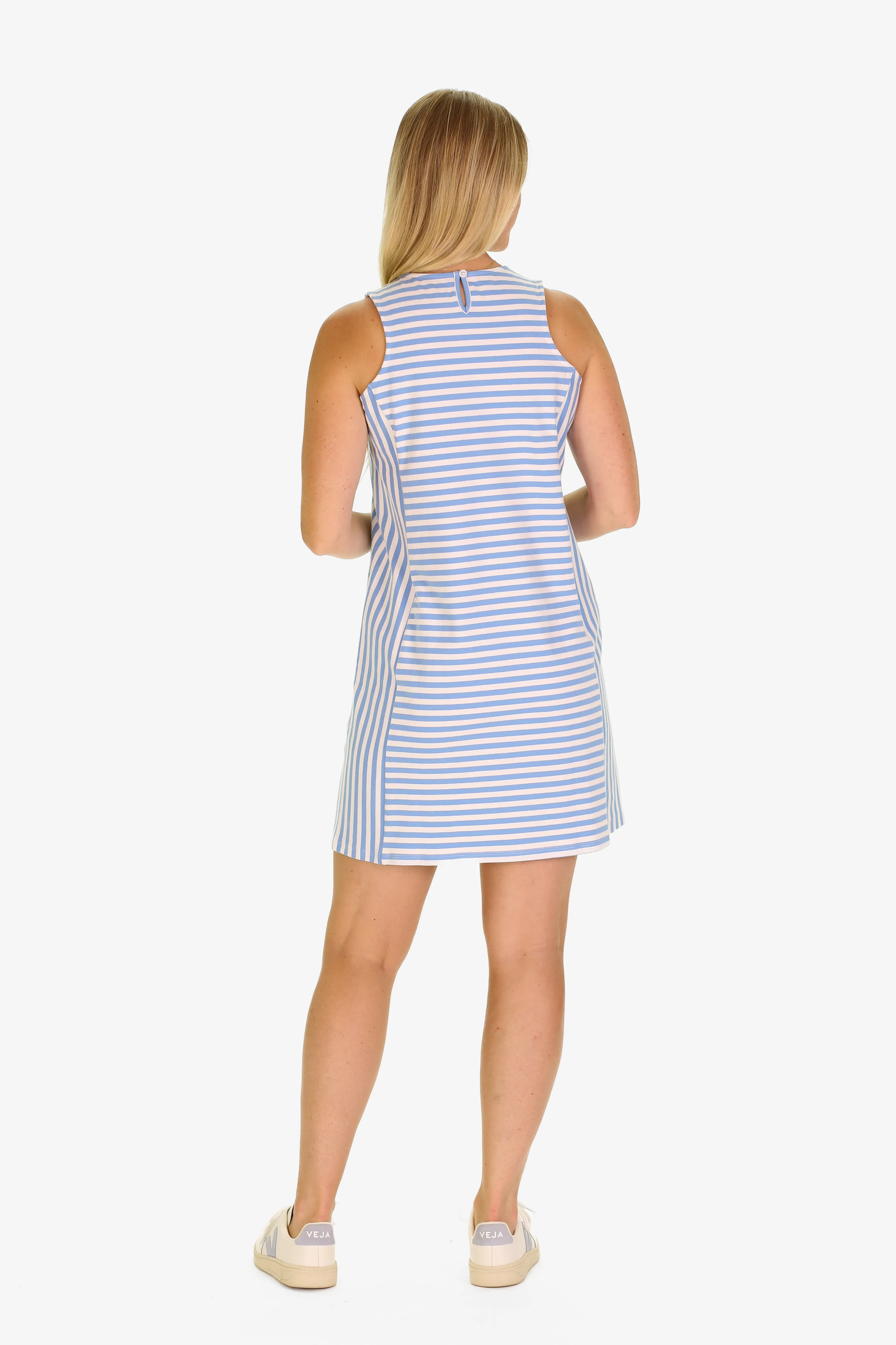 The Eliza Shift Dress in Blue Sky Stripe sold by Duffield Lane product image thumbnail 4