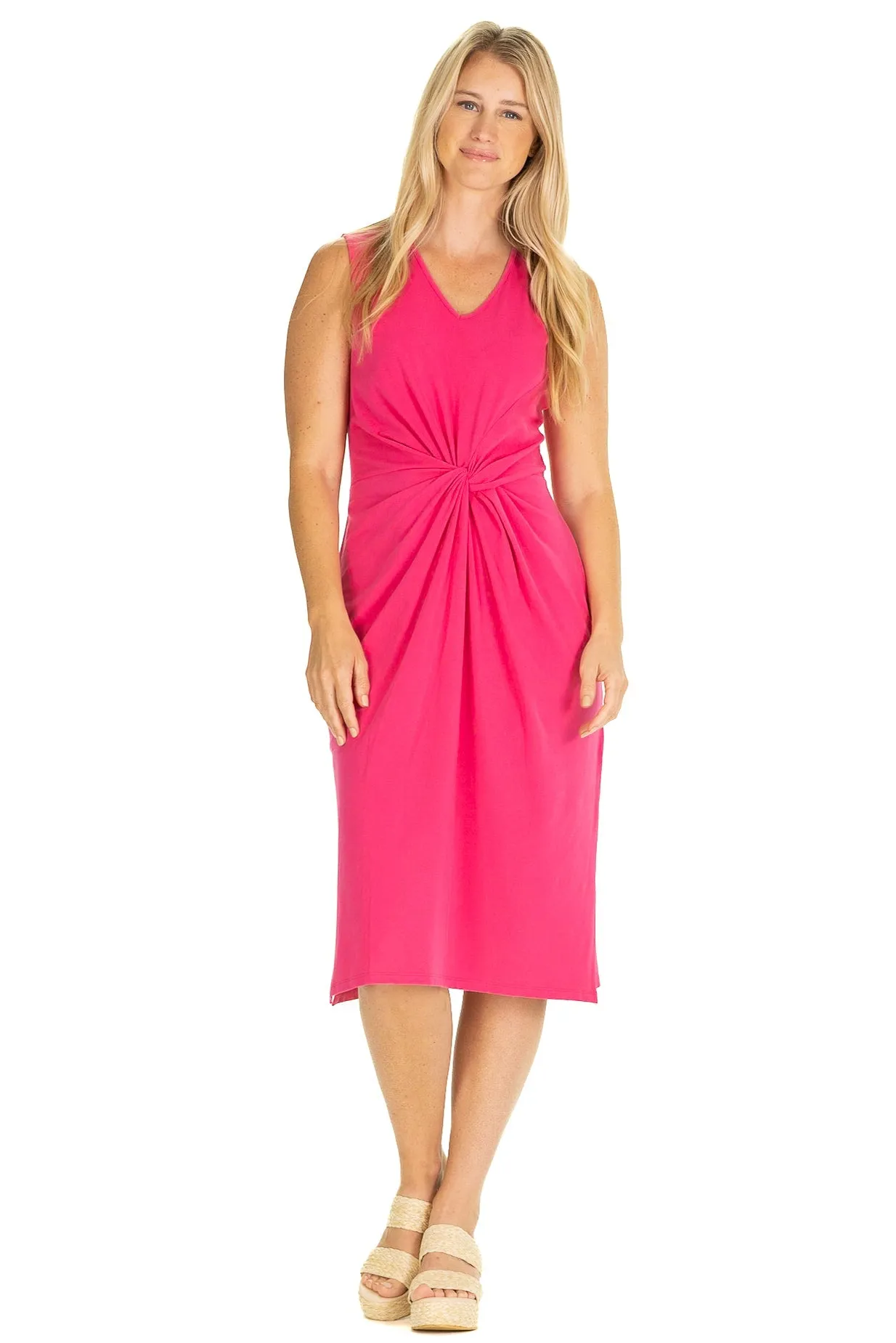 The Delia Dress in Raspberry sold by Duffield Lane