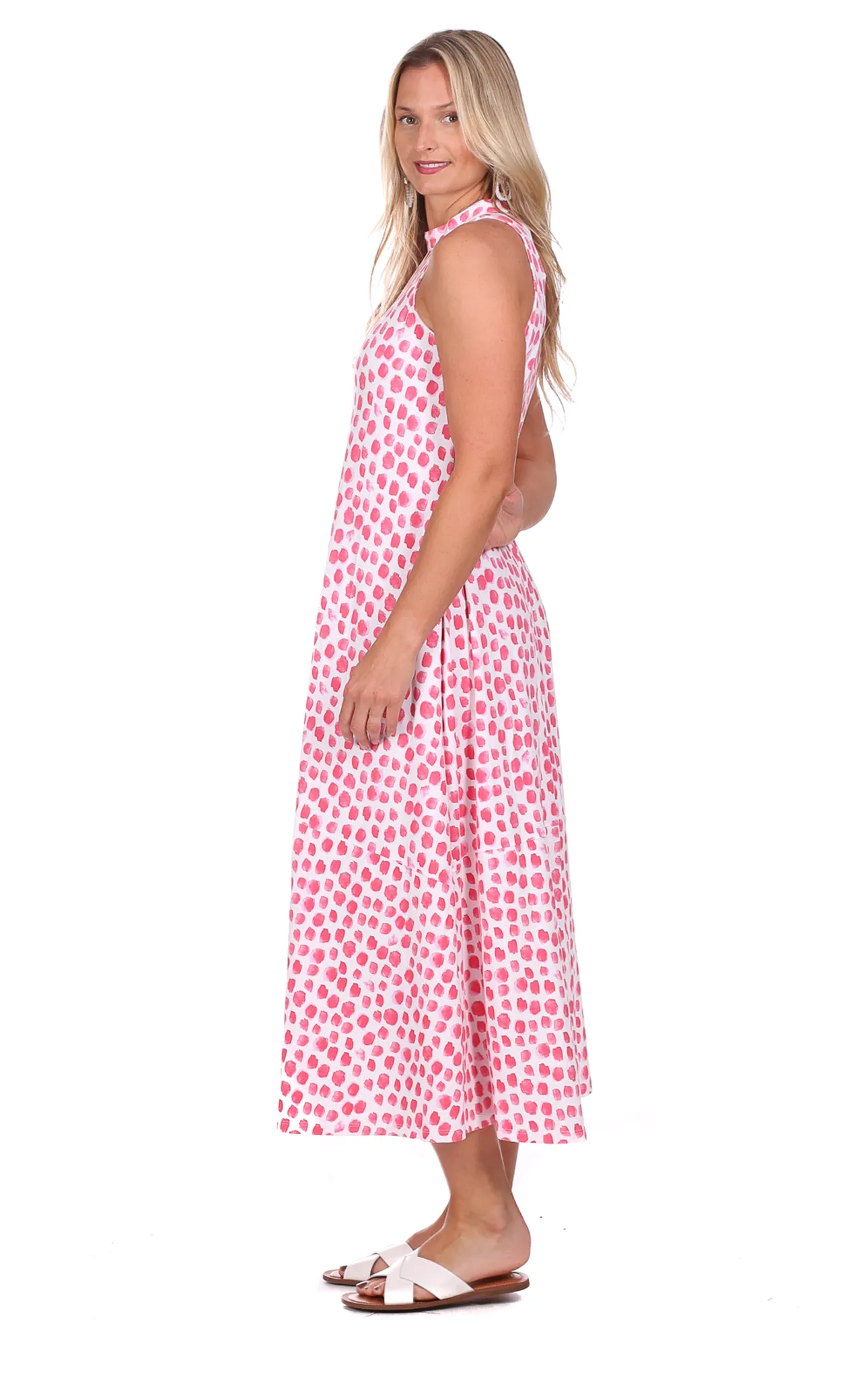 Lennox Midi Dress in Pink Watercolor Dot sold by Duffield Lane product image thumbnail 3