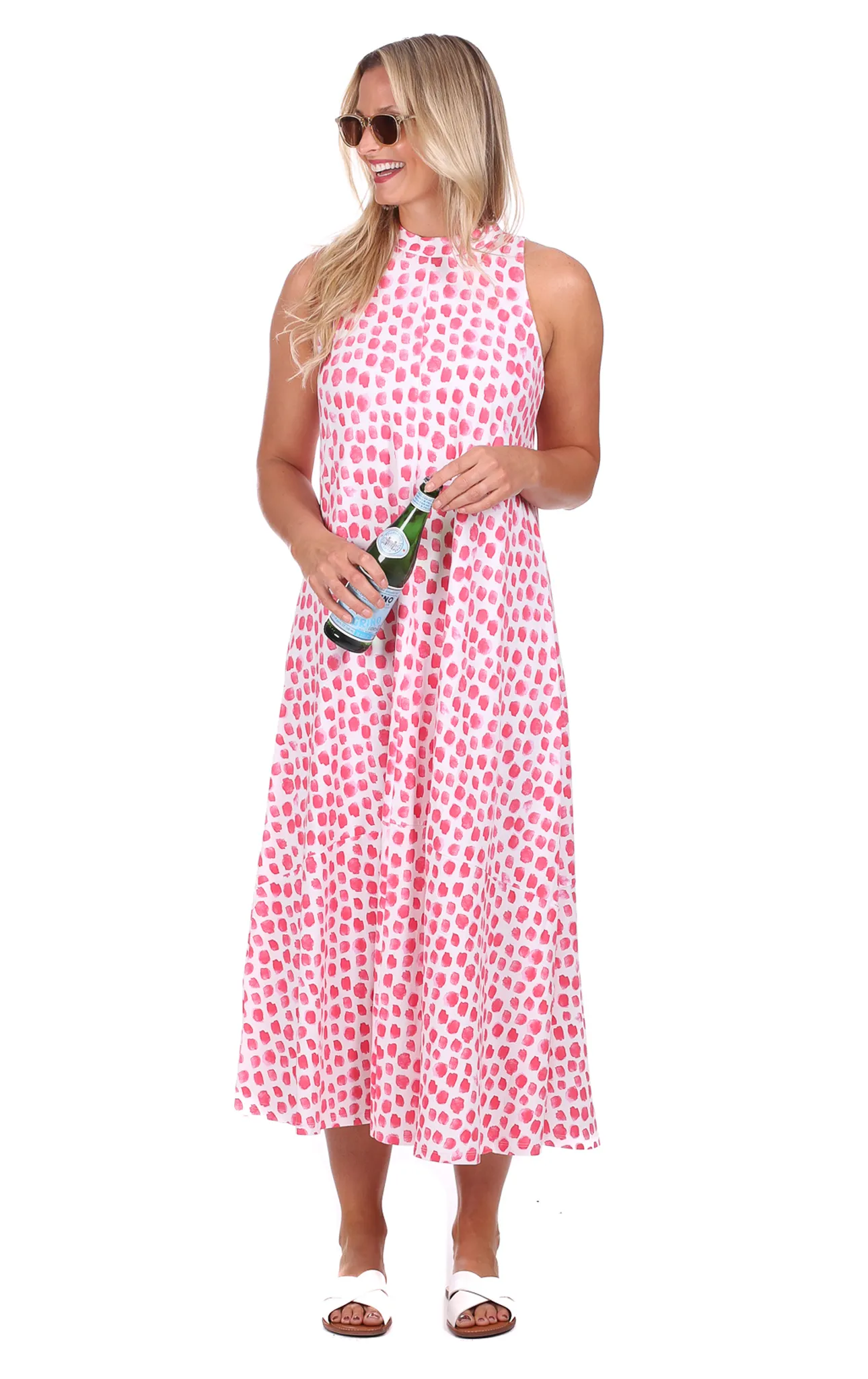 Lennox Midi Dress in Pink Watercolor Dot sold by Duffield Lane product image thumbnail 2