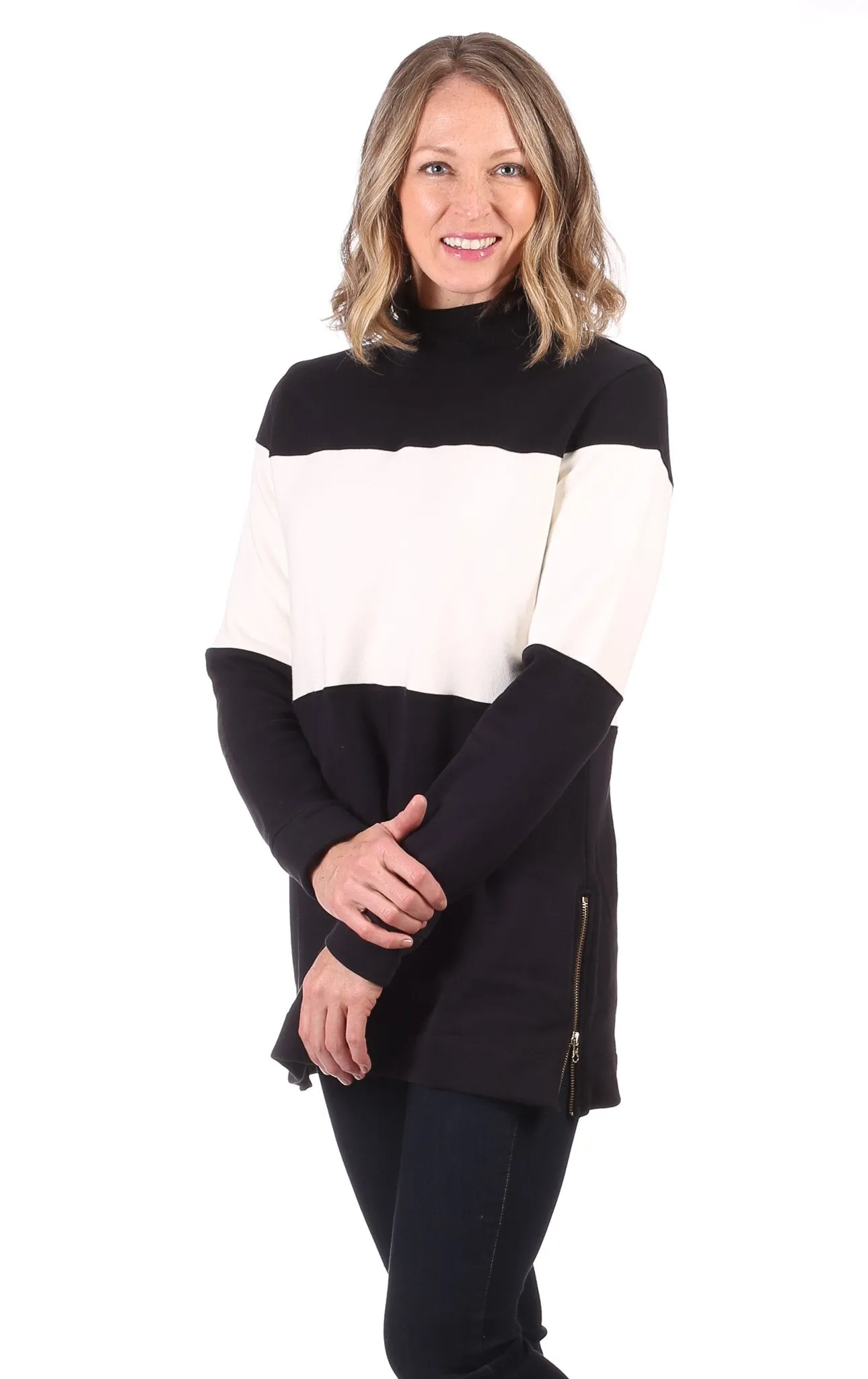 Chelsea Colorblock Tunic in Black sold by Duffield Lane