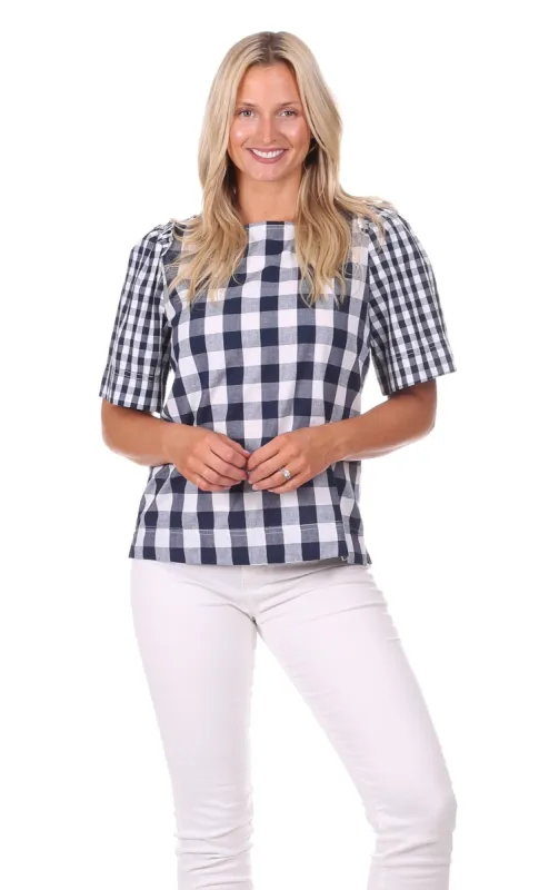 Jade Top in Navy Gingham sold by Duffield Lane