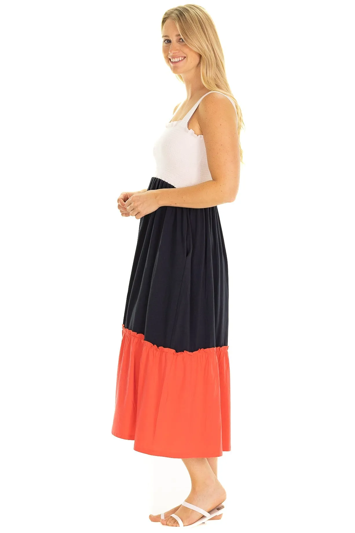 The Marie Midi Dress in Colorblock sold by Duffield Lane product image thumbnail 3