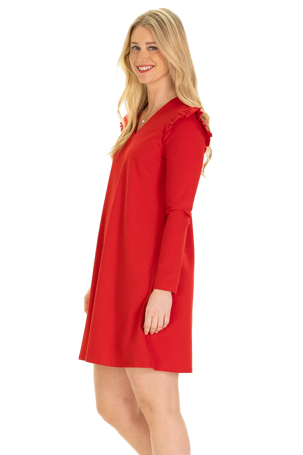 Rebecca Ruffle Dress in Holly Berry sold by Duffield Lane product image thumbnail 2