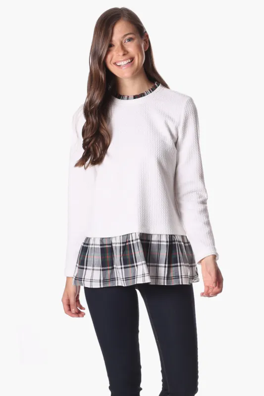 Nina Top in White Star with Plaid sold by Duffield Lane