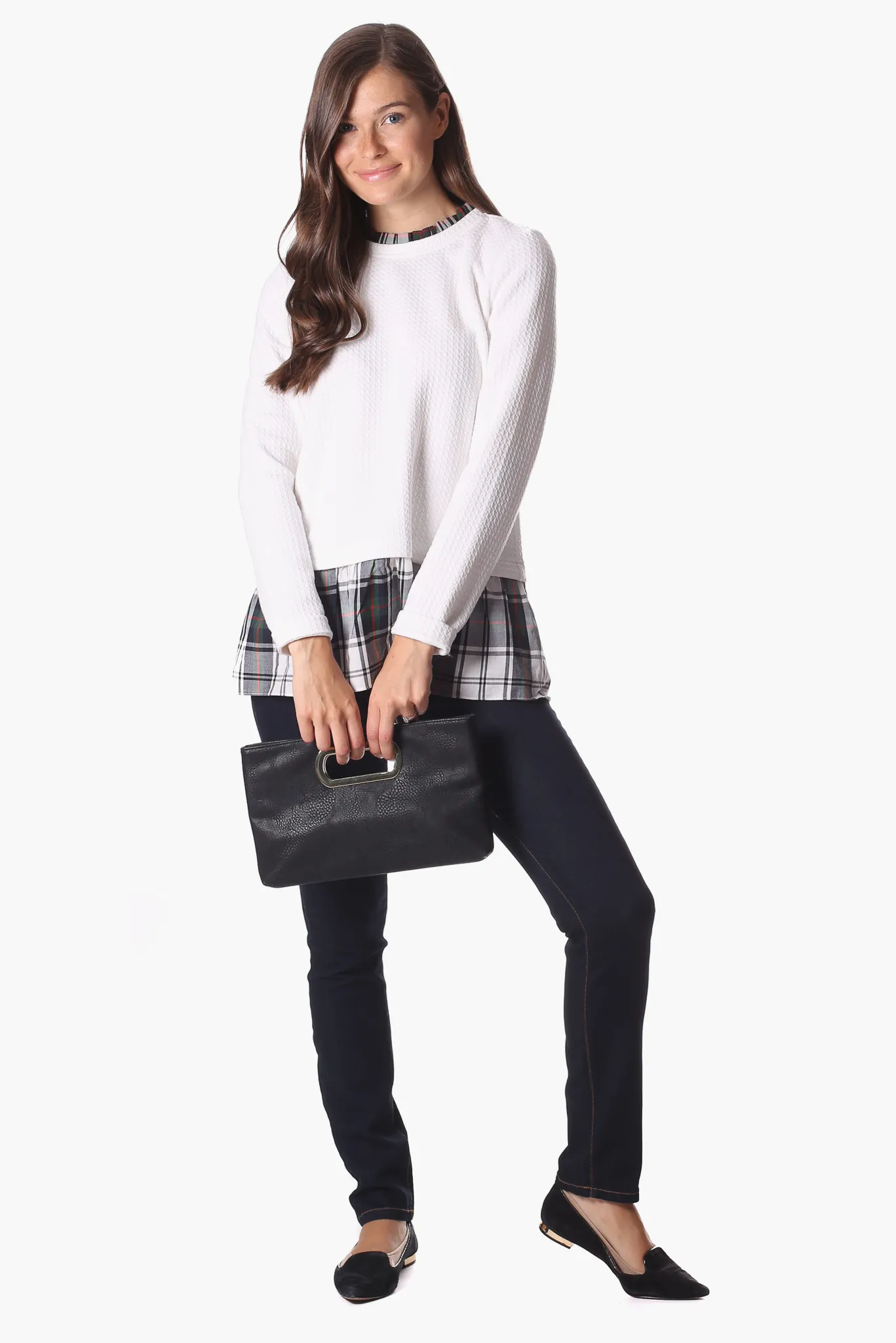 Nina Top in White Star with Plaid sold by Duffield Lane product image thumbnail 3