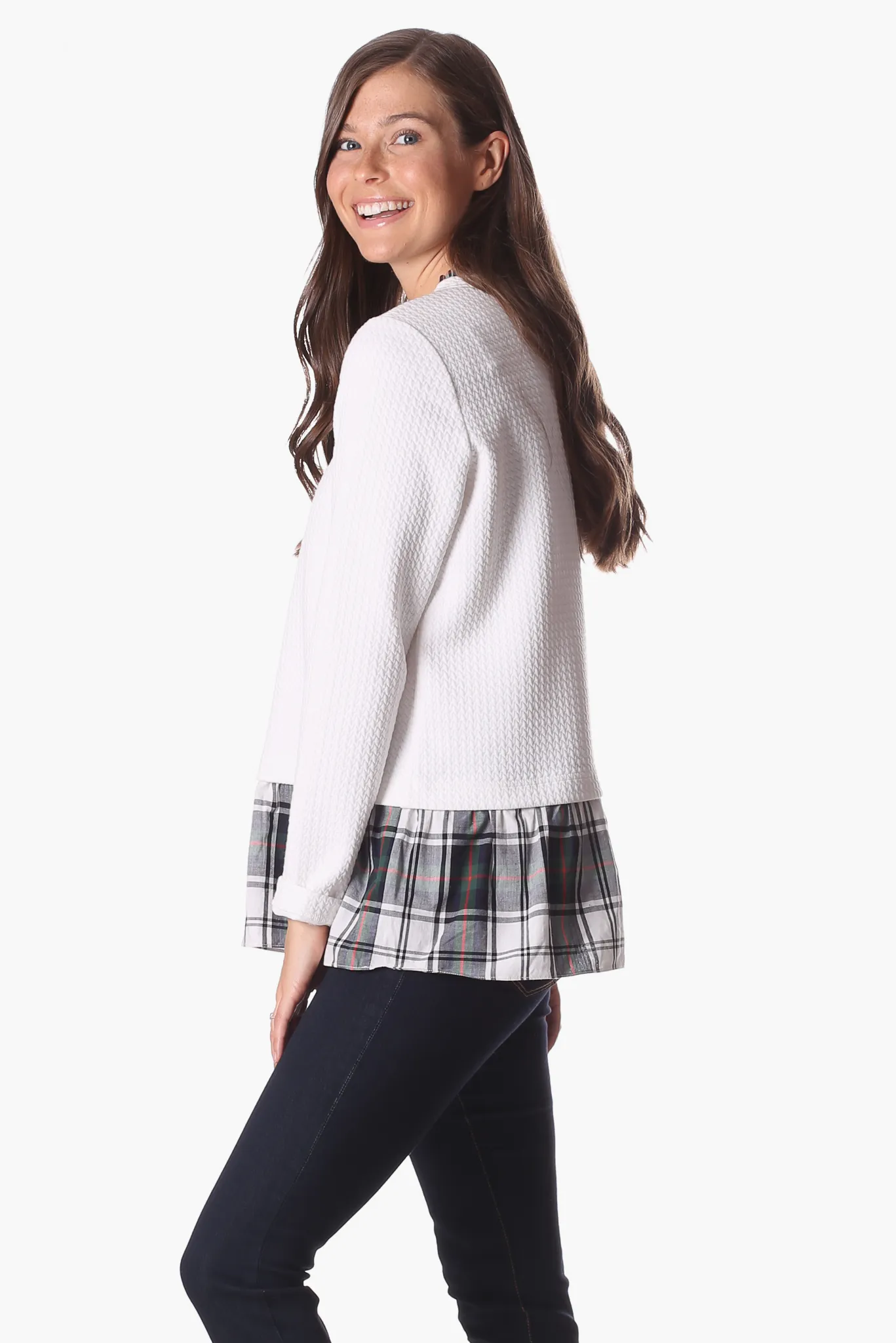 Nina Top in White Star with Plaid sold by Duffield Lane product image thumbnail 4