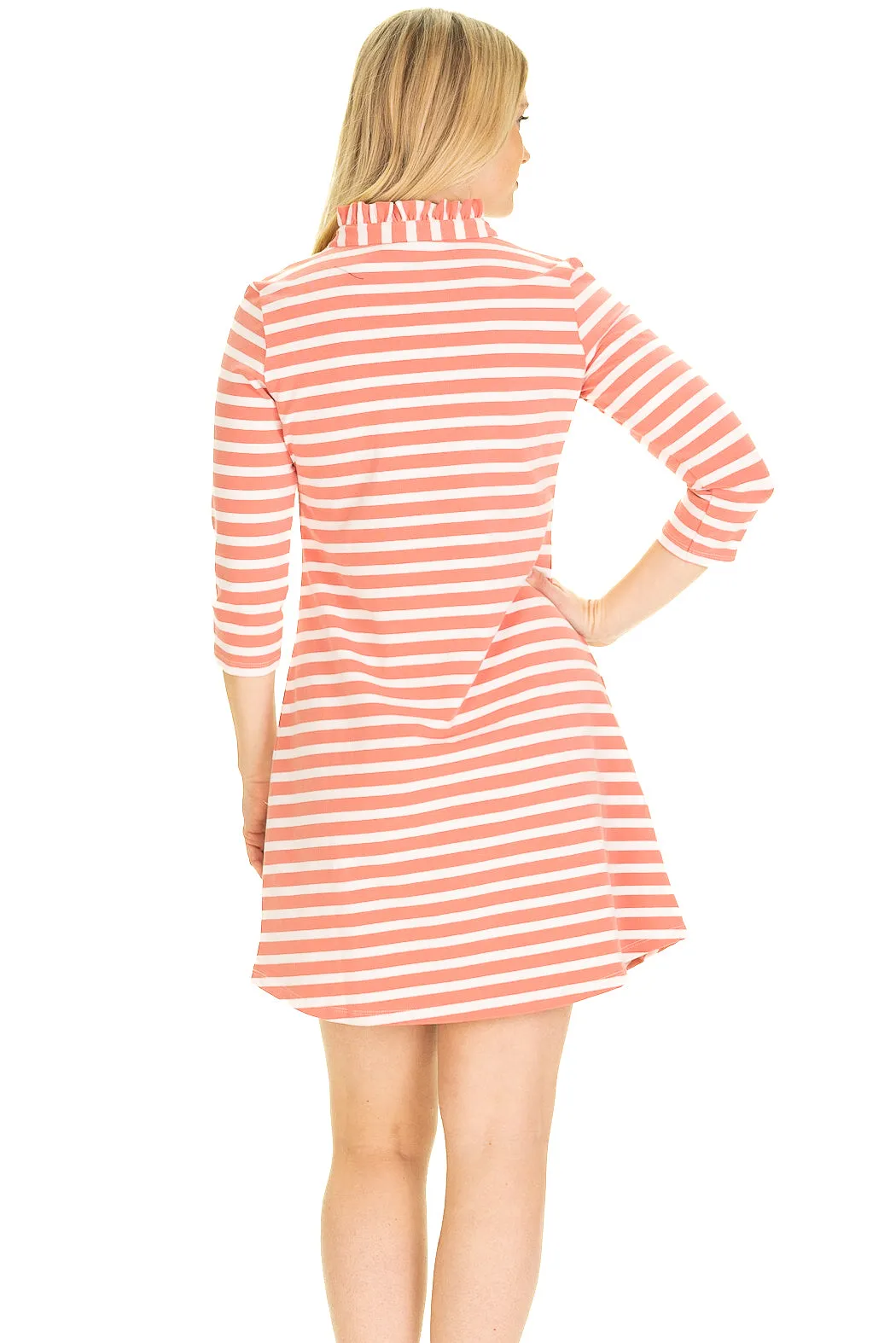 The Lillian Dress in Coral & White Stripe sold by Duffield Lane product image thumbnail 2