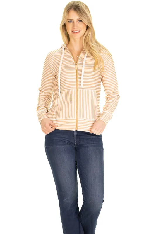 The Freya Full Zip Hoodie in Safari Stripe sold by Duffield Lane