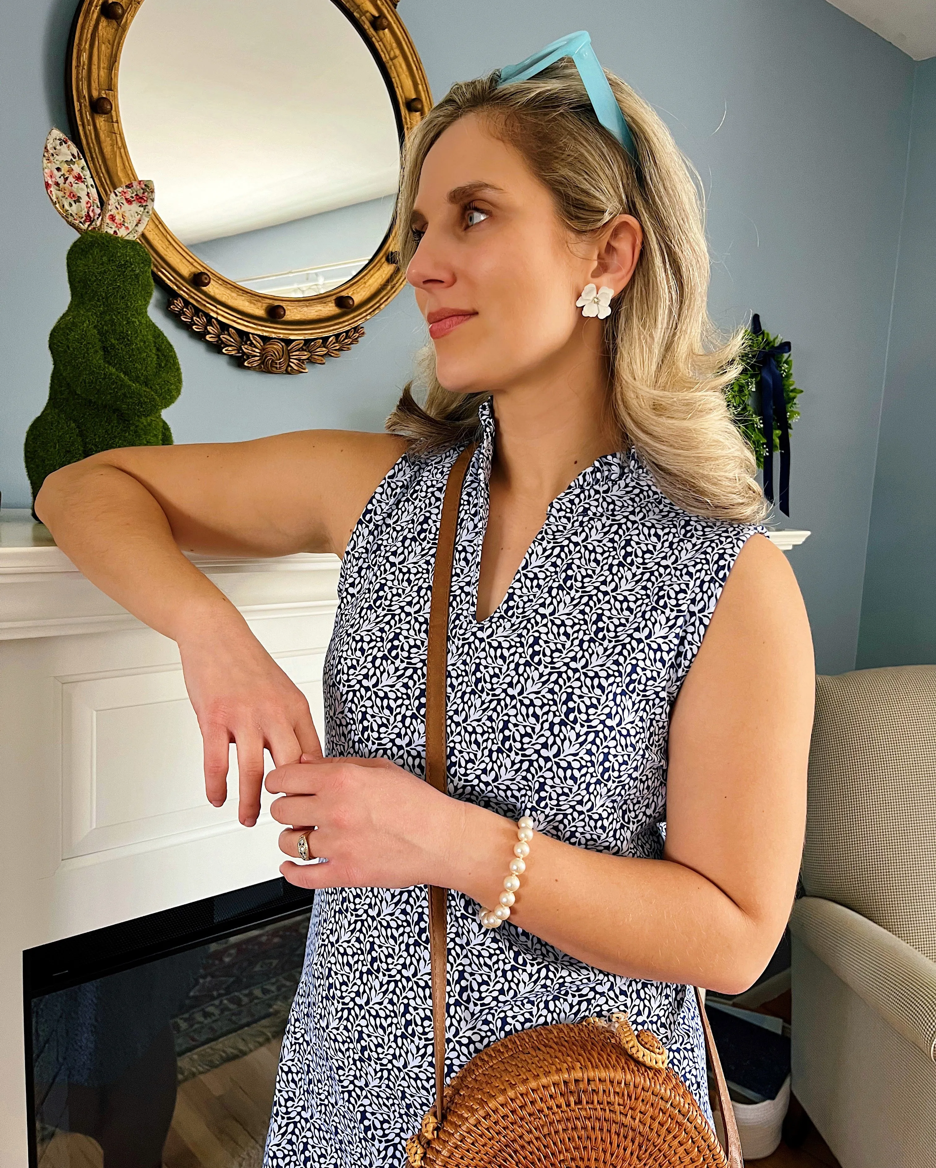 The Poppy Dress in Navy Floret sold by Duffield Lane product image thumbnail 2