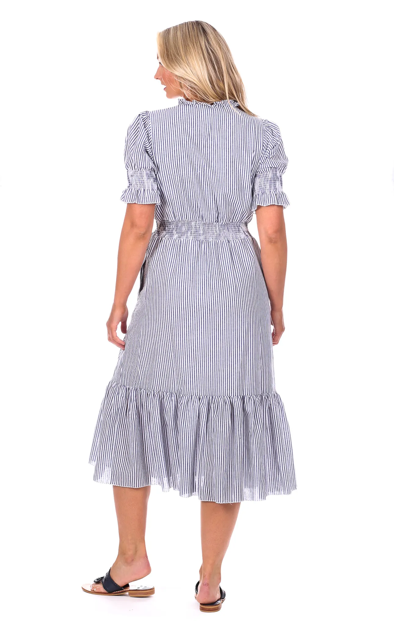 Cameron Midi in Navy Seersucker sold by Duffield Lane product image thumbnail 2