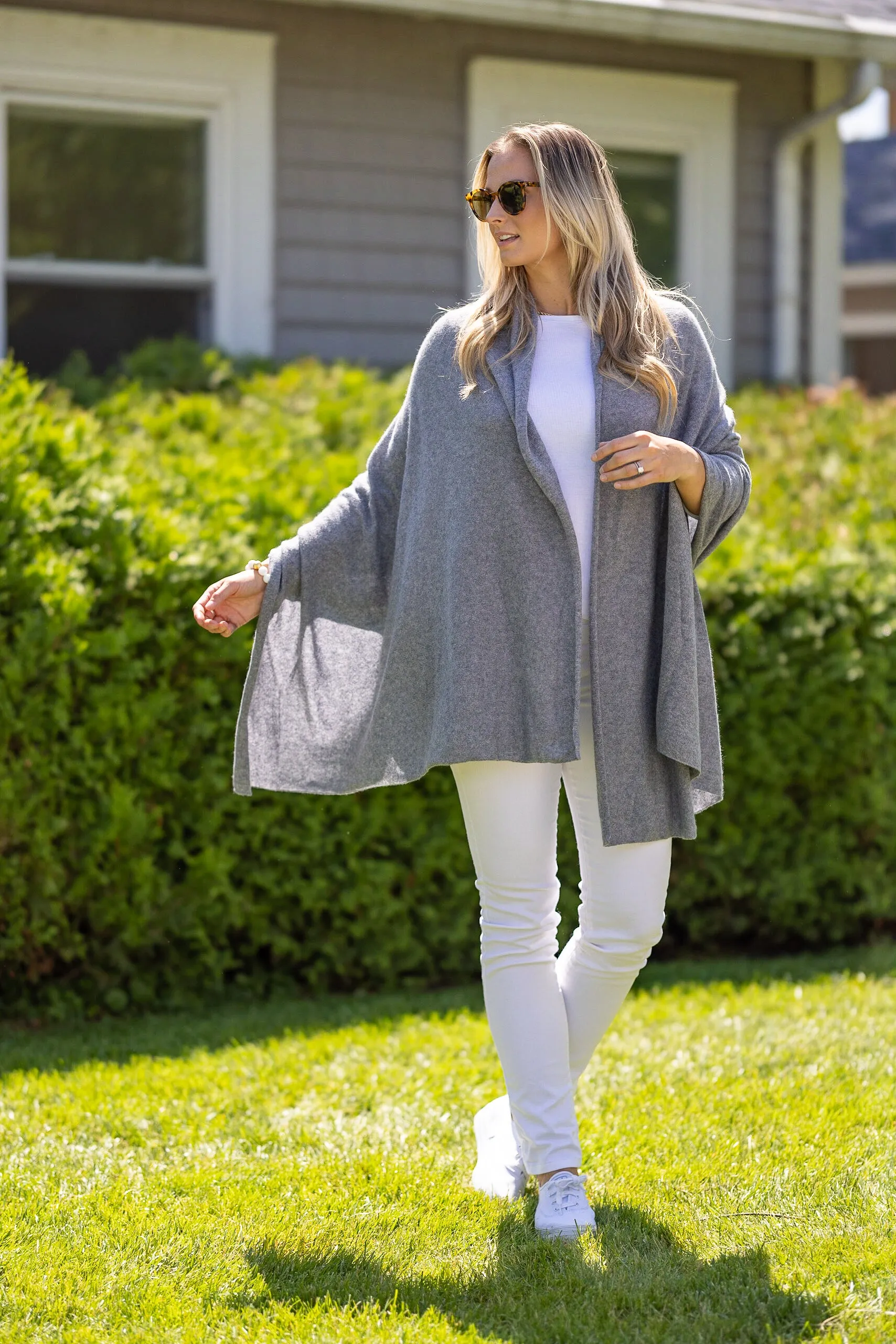 Ryan Cashmere Wrap Blanket in Grey sold by Duffield Lane product image thumbnail 2