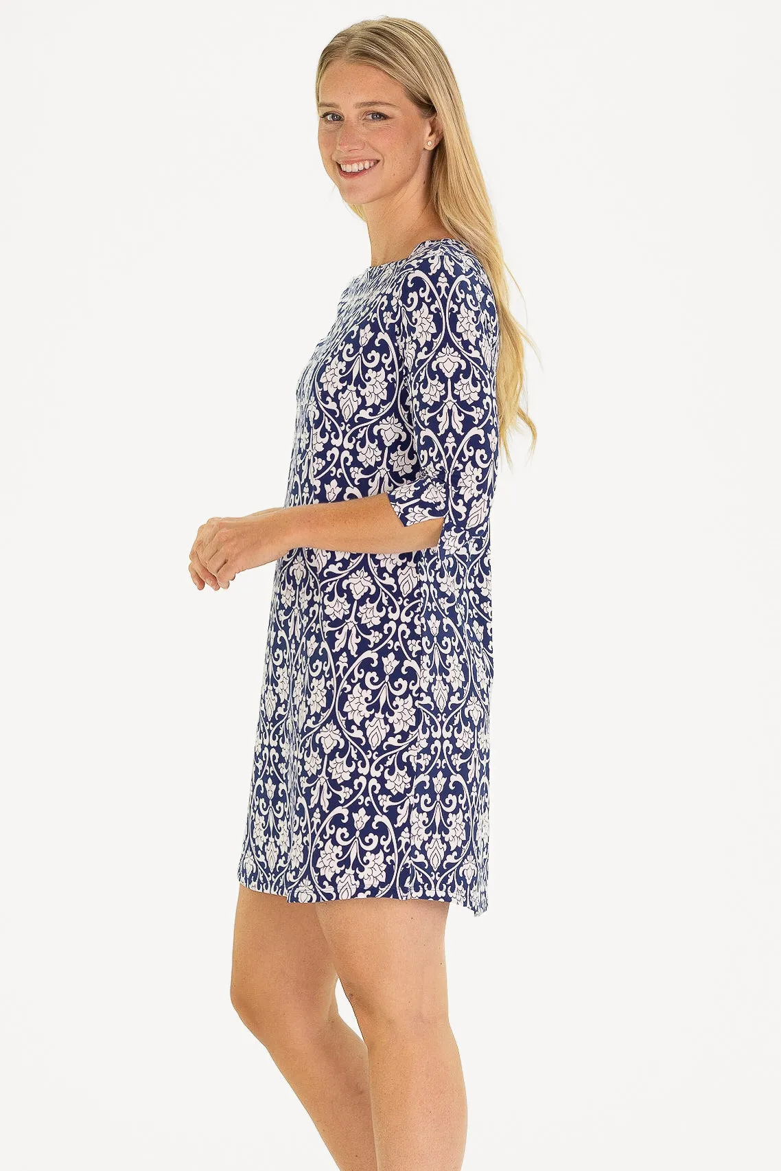 The Alicia Dress in Navy Filigree sold by Duffield Lane product image thumbnail 3