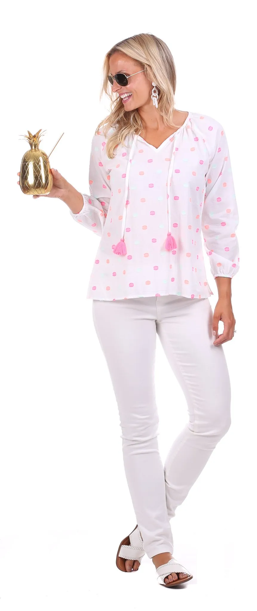 Useppa Tunic in Bright Polka Dot sold by Duffield Lane product image thumbnail 4