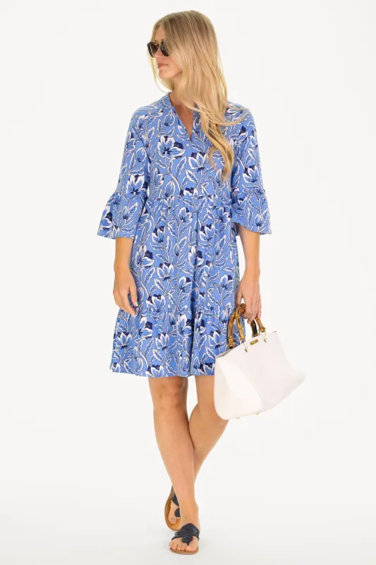 The Eveline Dress in Blue Blossom sold by Duffield Lane