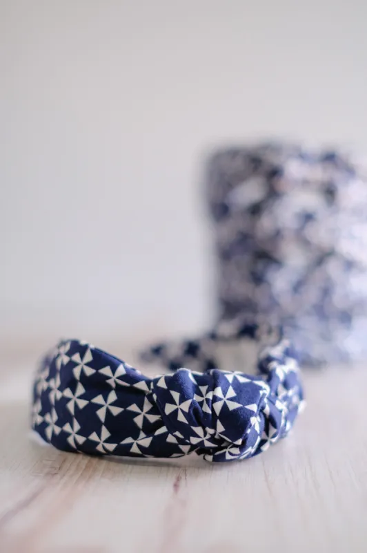 The Jones Headband - Navy Windmill sold by Duffield Lane