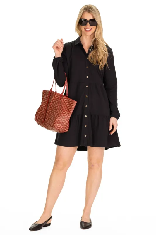 Olivia Dress in Black sold by Duffield Lane