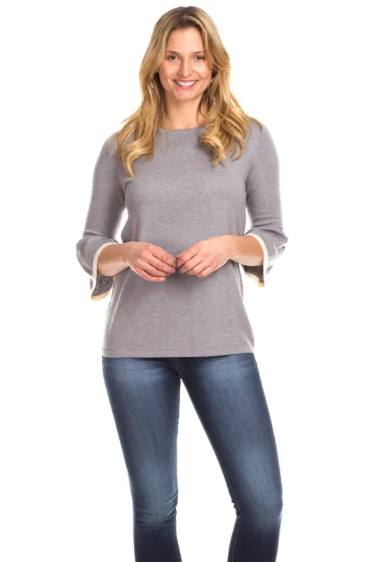 Remmy Ruffle Sweater in Grey sold by Duffield Lane