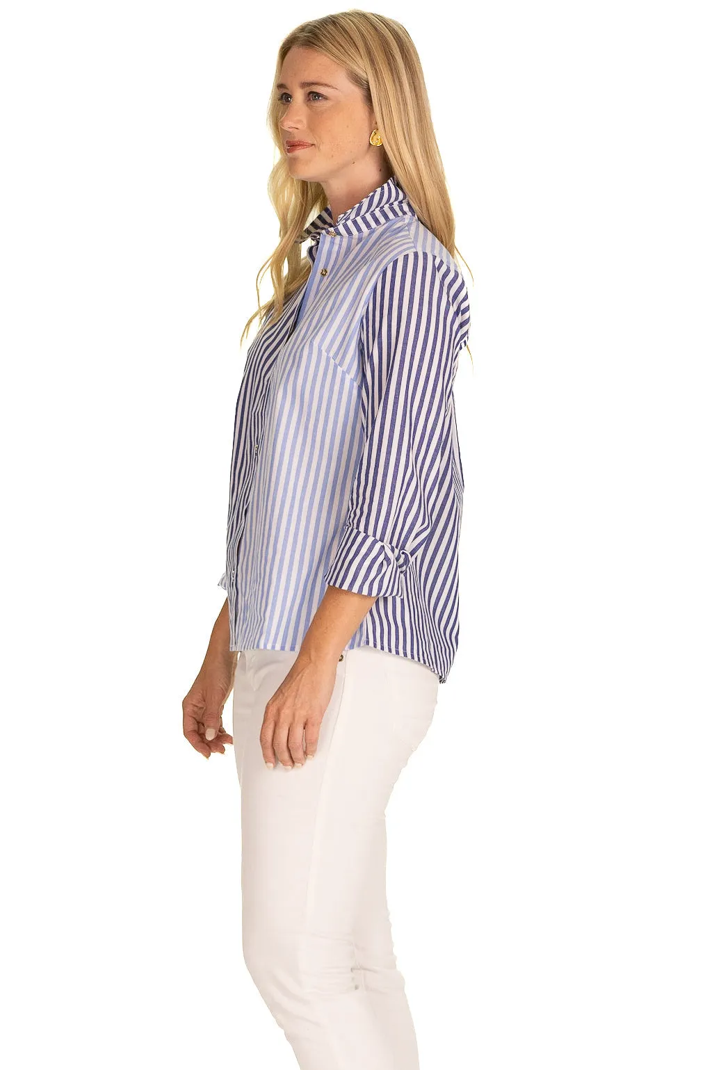 The Sheridan Top in Blue Stripe Colorblock sold by Duffield Lane product image thumbnail 3