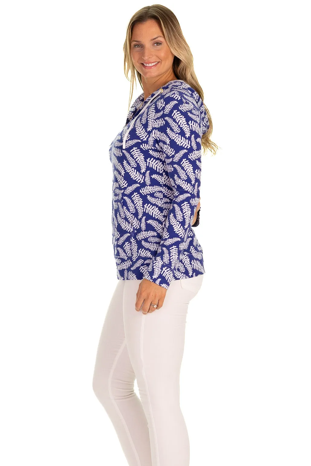 The Hallie Hoodie in Leland Gal Blue Fern sold by Duffield Lane product image thumbnail 3