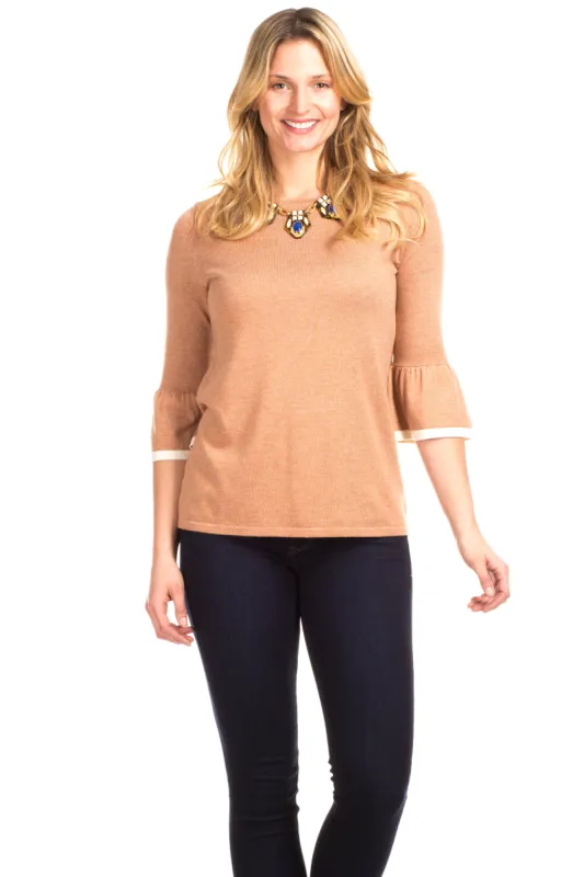 Remmy Ruffle Sweater in Camel sold by Duffield Lane