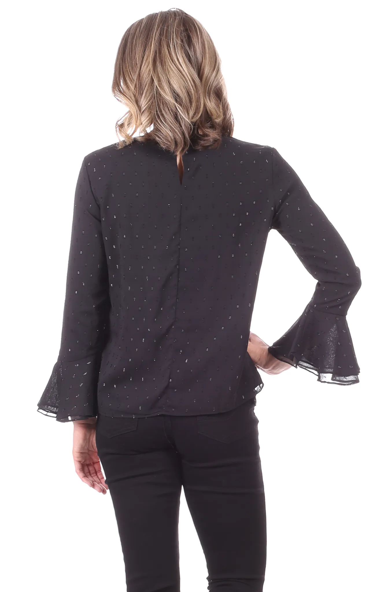 Siena Top in Black Shimmer Dot sold by Duffield Lane product image thumbnail 2