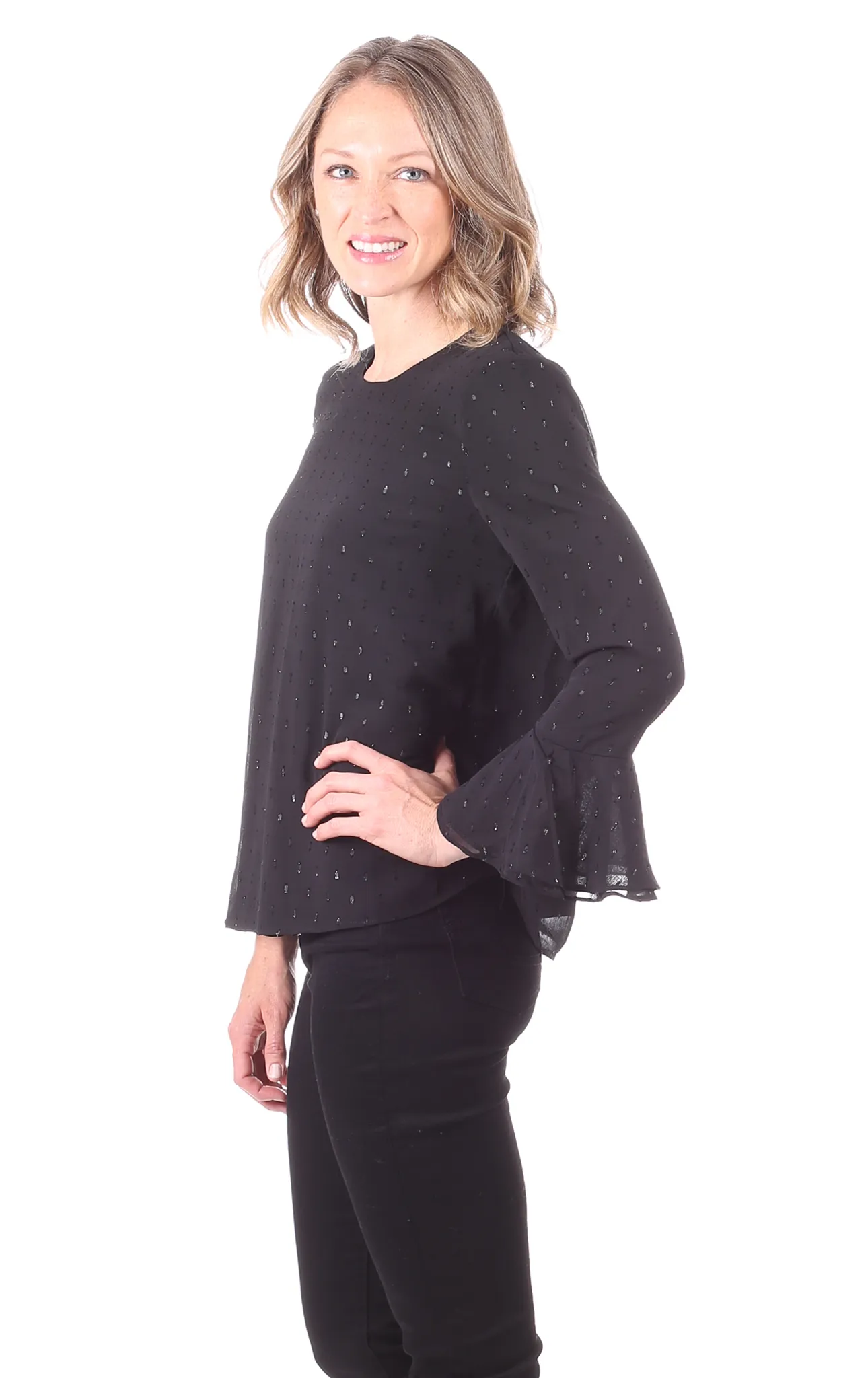 Siena Top in Black Shimmer Dot sold by Duffield Lane product image thumbnail 3