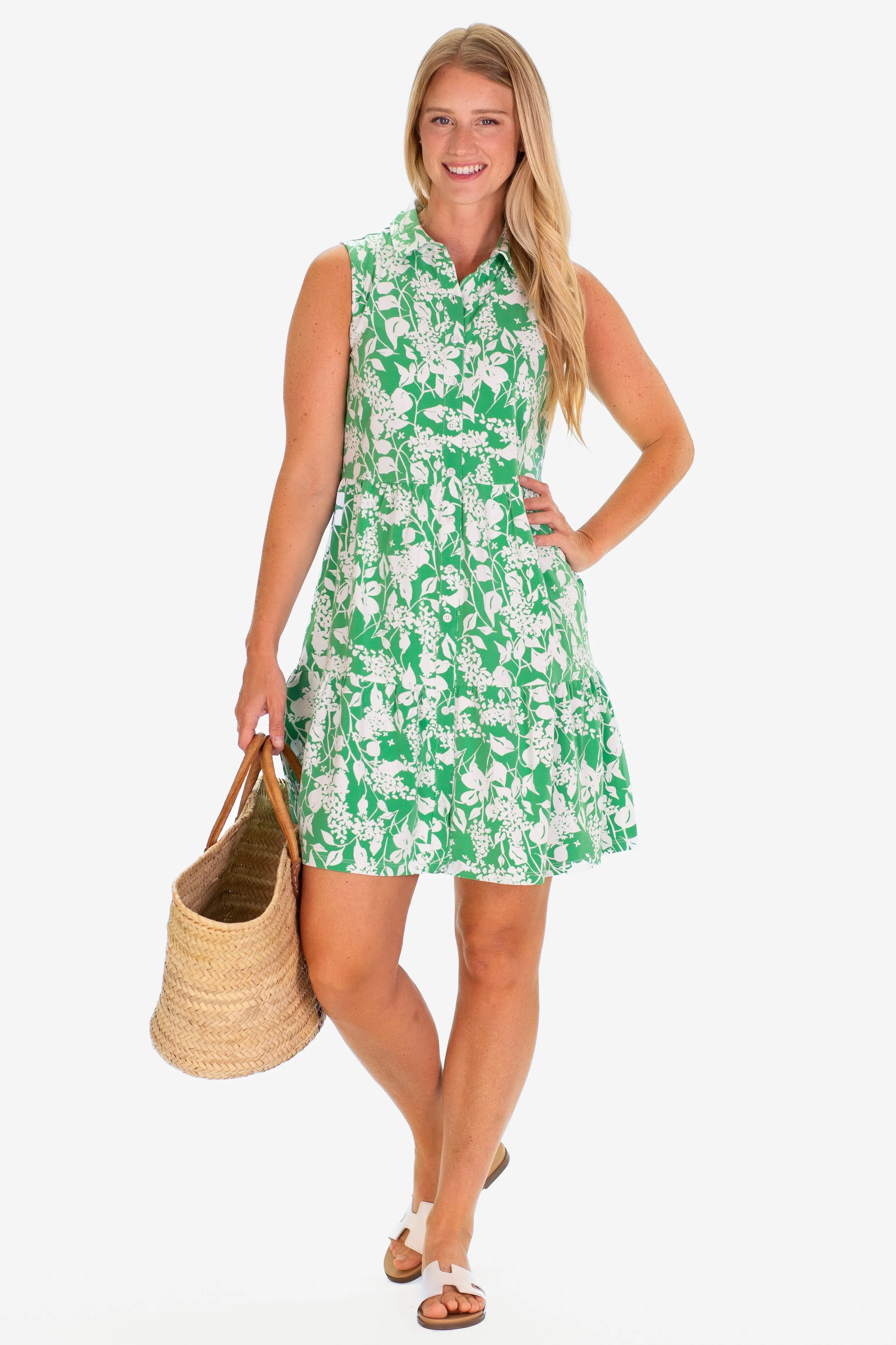 The Sleeveless Olivia Dress in Green Garden sold by Duffield Lane product image thumbnail 4
