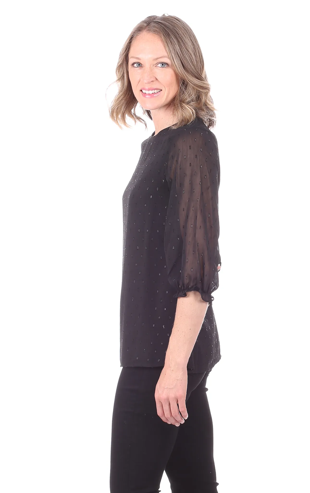 Adeline Top in Black Shimmer Dot sold by Duffield Lane product image thumbnail 3