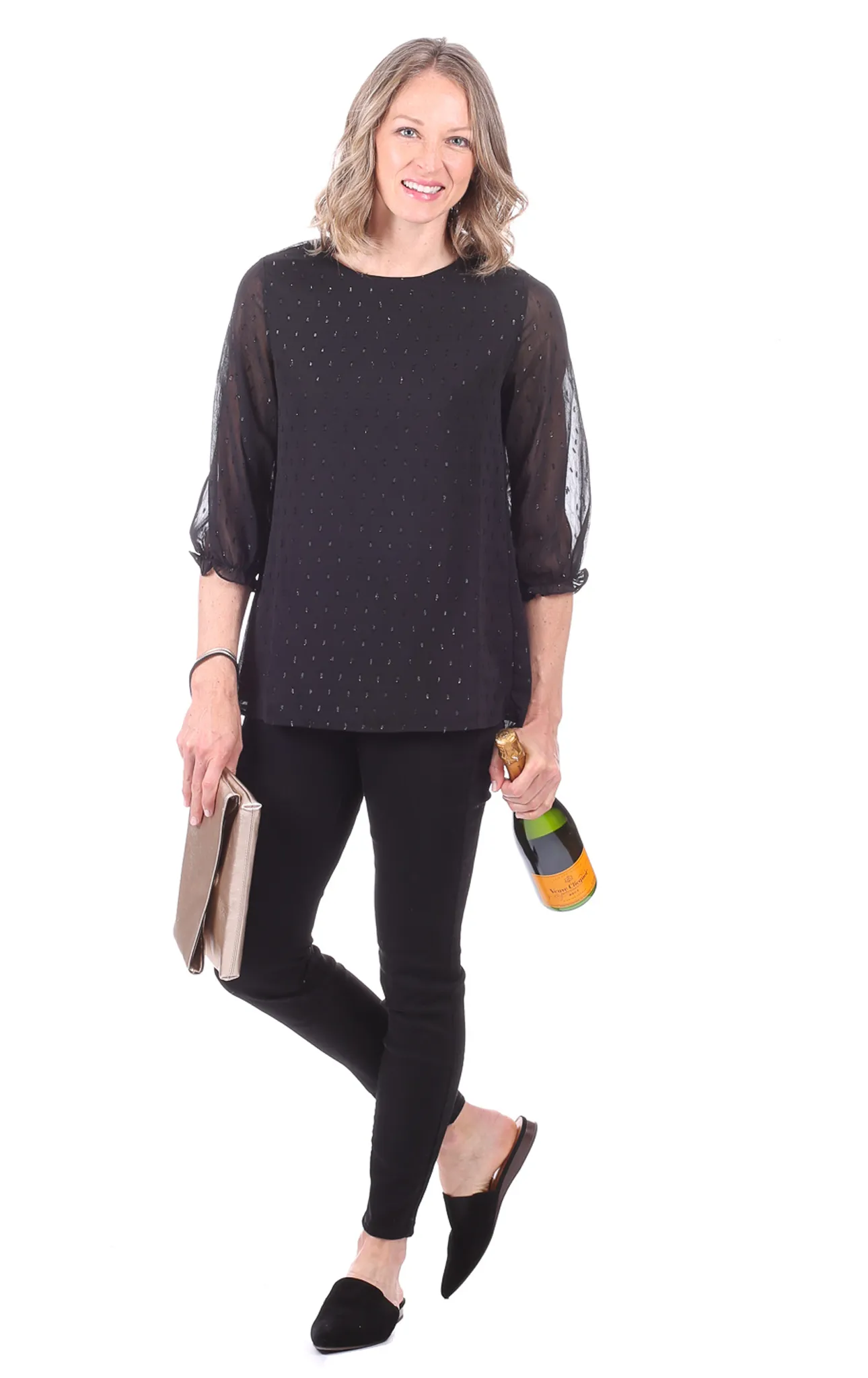 Adeline Top in Black Shimmer Dot sold by Duffield Lane product image thumbnail 4