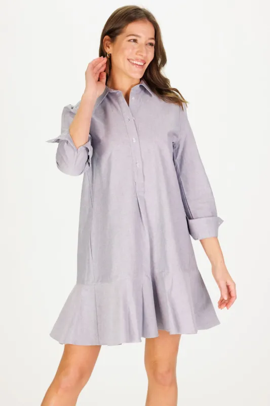 Iris Dress in Chambray Oxford sold by Duffield Lane