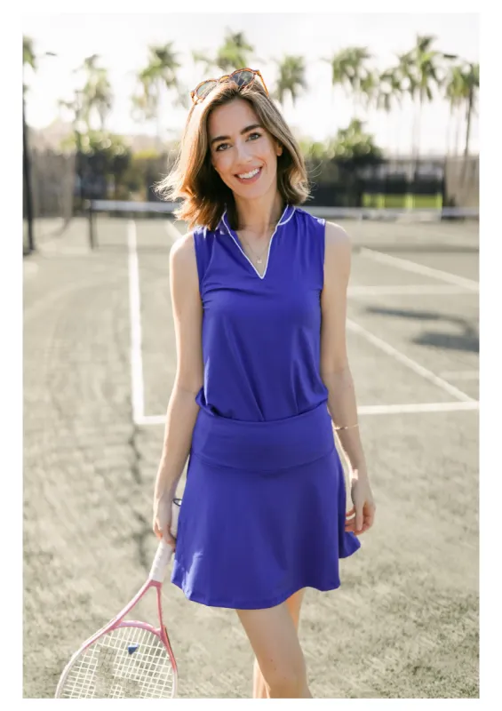 The Catherine Sleeveless Tunic in Bright Blue sold by Duffield Lane