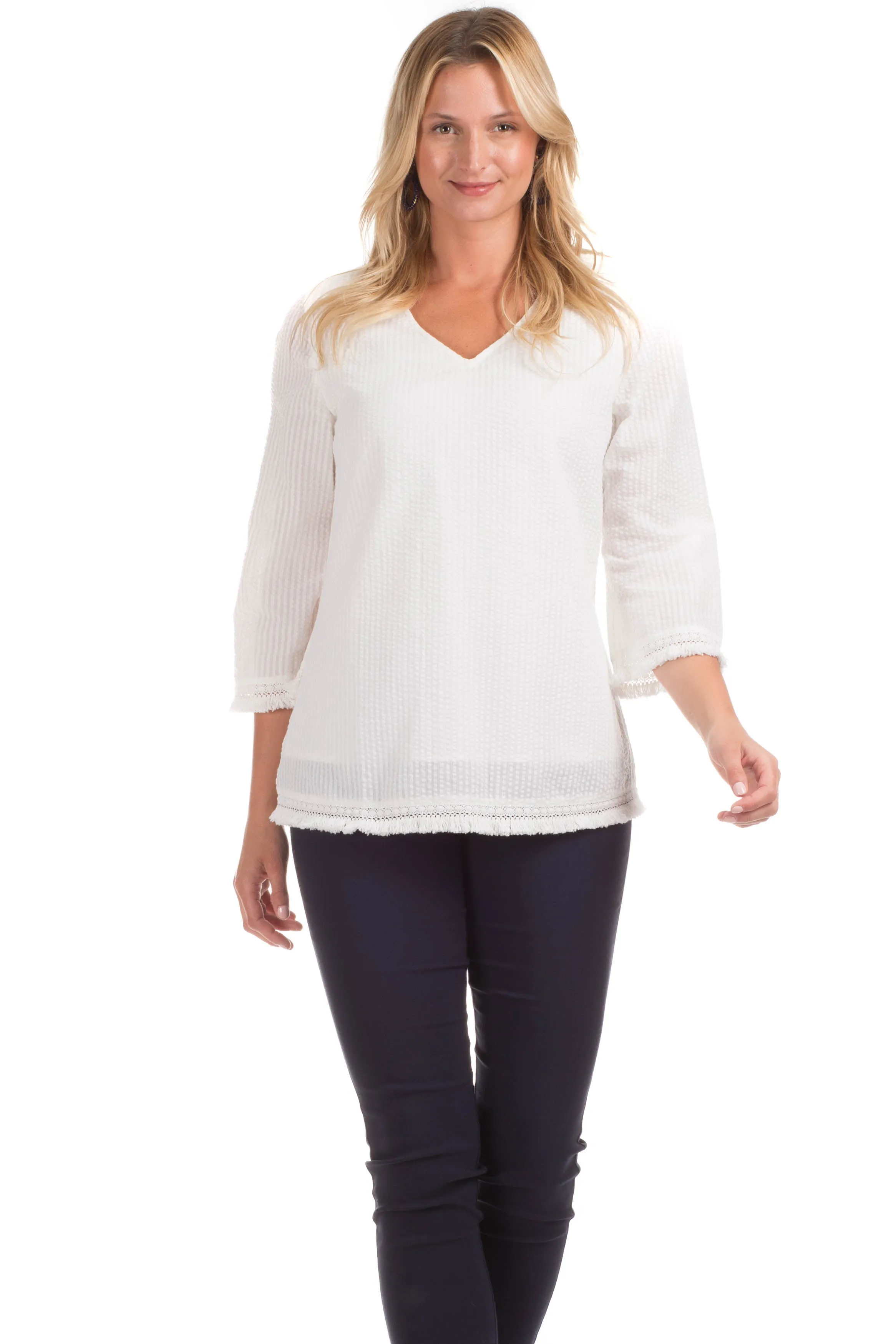 Olivia Top in White sold by Duffield Lane