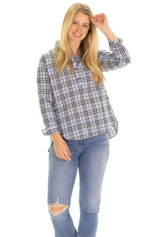 Savannah Tunic In Sky Plaid sold by Duffield Lane