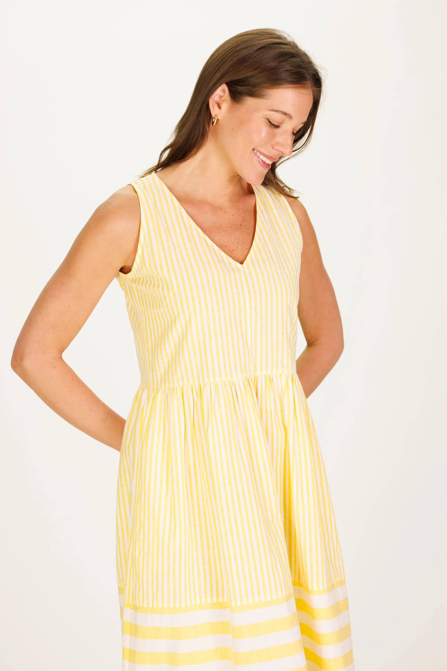 The Twila Dress in Lemon Linen Stripe sold by Duffield Lane product image thumbnail 2
