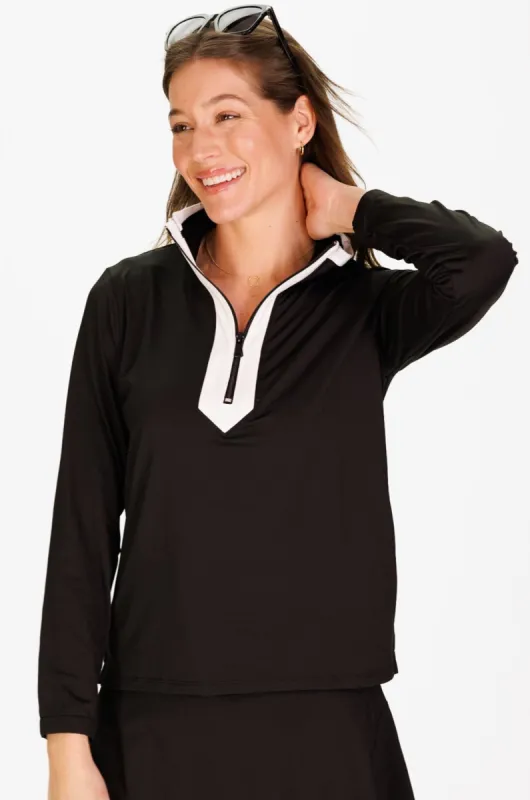 The Active Tory Pullover in Black & White Trim sold by Duffield Lane