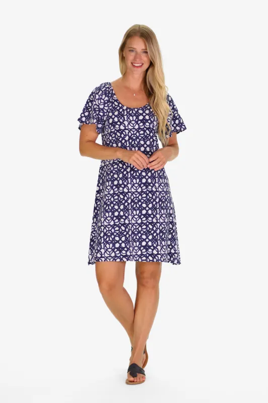 The Natalia Dress in Navy Bowline sold by Duffield Lane