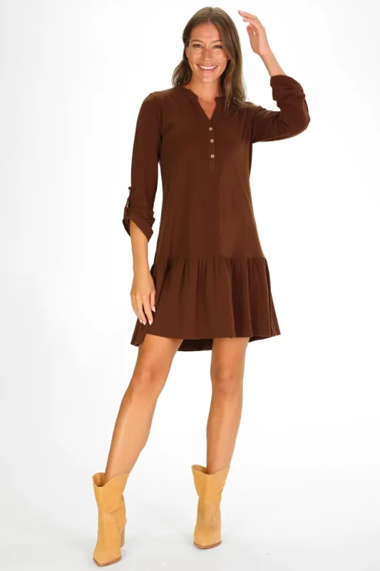 Juno Dress In Chocolate sold by Duffield Lane